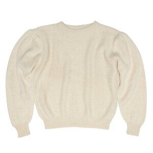 Sundazed (Austria) Virgin Wool Yarn Seed Stitch Bishop Sleeve Pullover : L